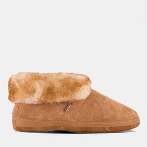 Lamo Womens Tan Faux Fur-Lined Suede Slippers* Size 8